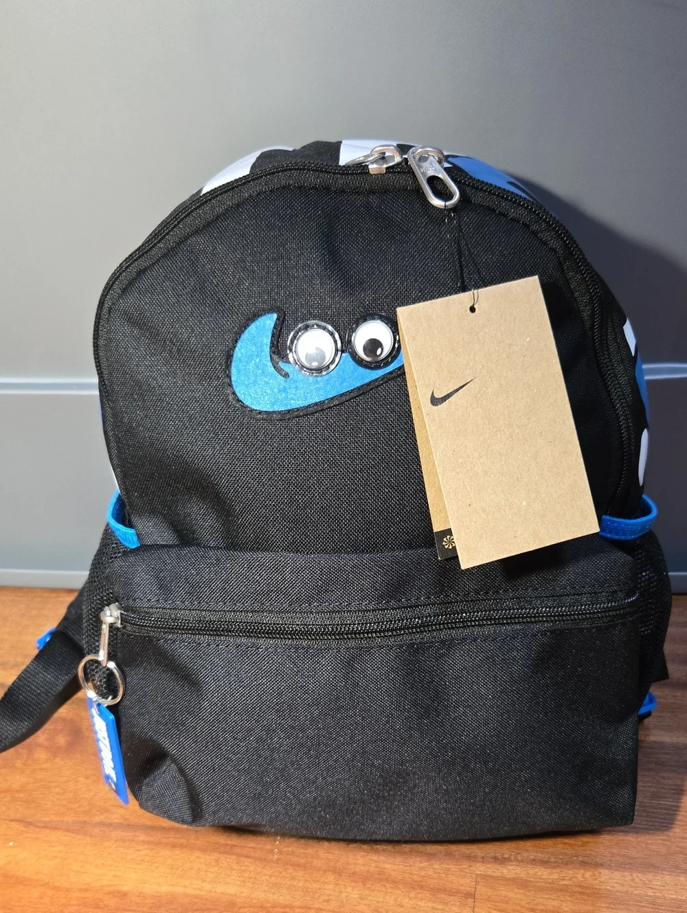 Nike Black & Blue Kids Mini Backpack with Playful Swoosh Nwt Fashion